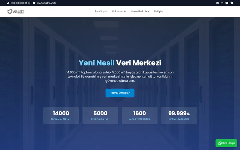 SV-CMS ile yayınlanan vaultr.com.tr ana sayfası